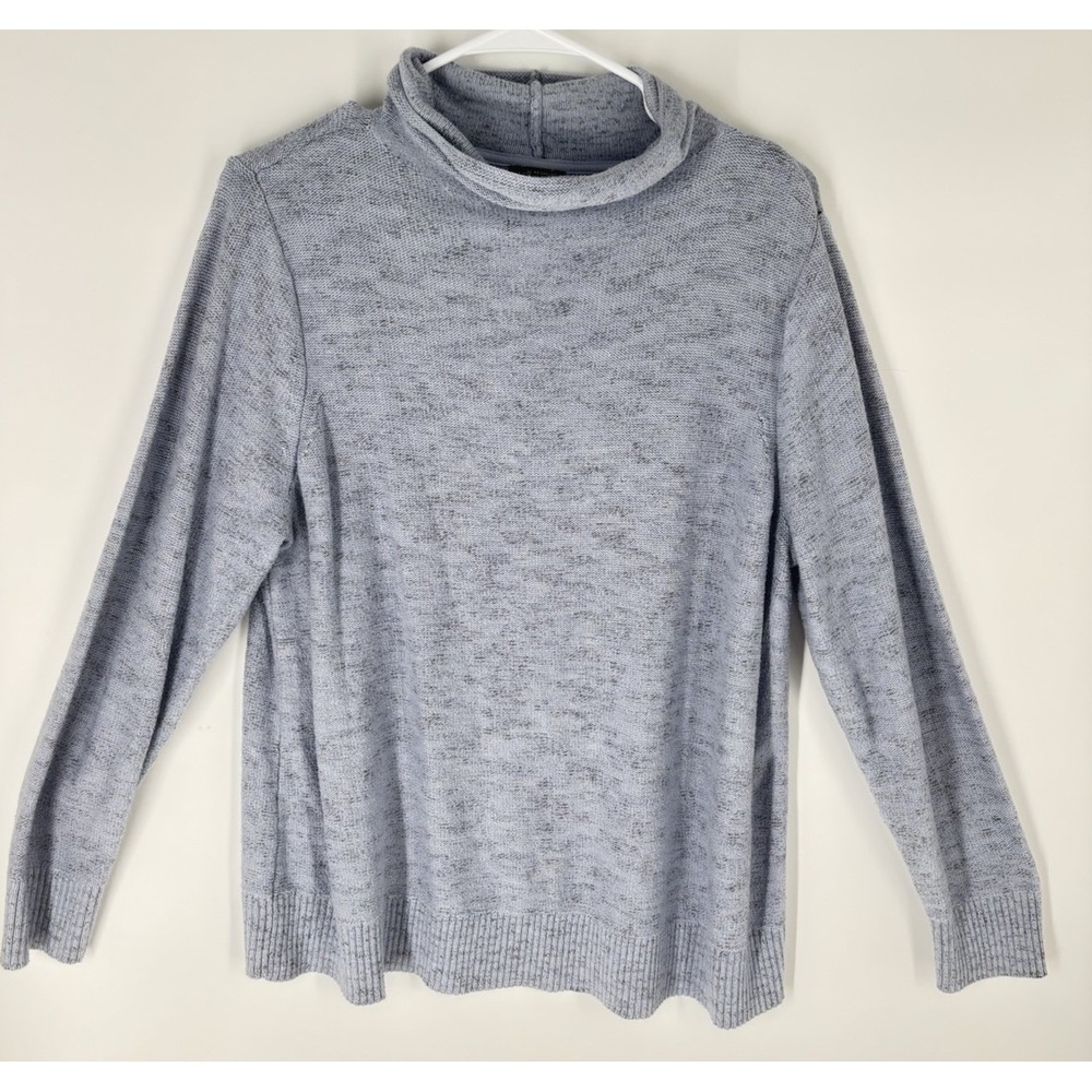 J.Jill Wearever Funnel Roll Neck Sweater Marled XL Soft Relaxed Comfy Coastal
